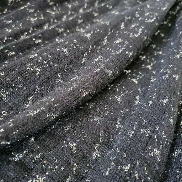 Jeanne Pierre Lambs Wool Knit Pleated Metallic Midi Skirt in Black & Silver - Picture 6 of 13